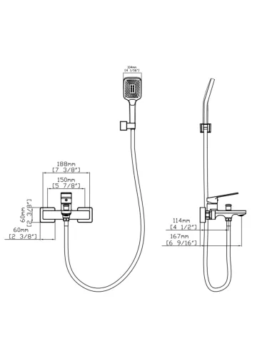 Смеситель для ванны Q-Tap Capricorn QTCAP3060102C48222 с душевым набором