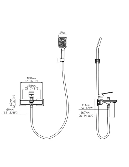 Змішувач для ванни Q-Tap Capricorn QTCAP3060102C48222 з душовим набором