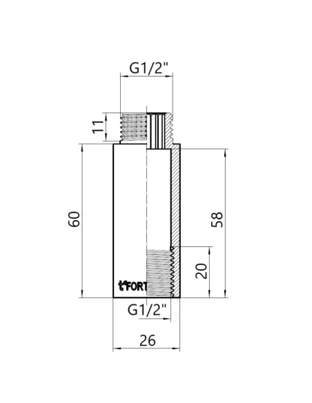 Подовжувач латунний Thermo Alliance Forte TAF1301560 хром, 60 х 1/2 дюйма