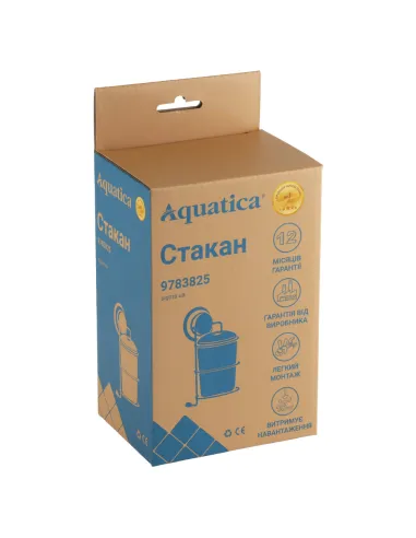 Стакан для ванной комнаты Aquatica s38 9783825 стекло, на вакуумной присоске