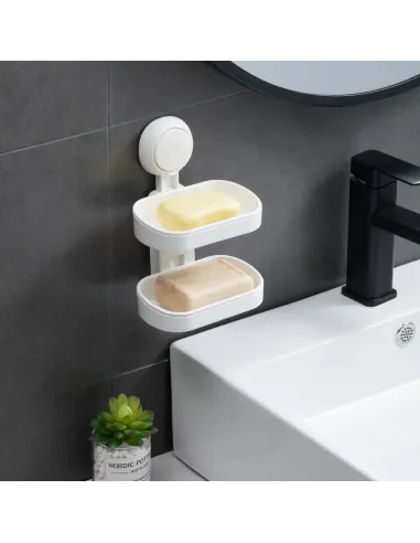 Мыльница Aquatica s42 9784290 настенная, двойная, на вакуумной присоске