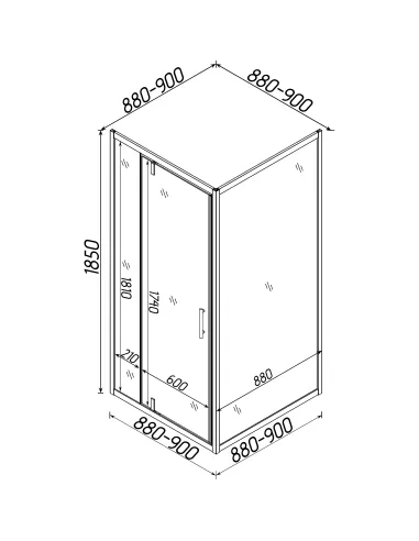 Душова кабінка без піддону Bravo Morava N90GB квадратня