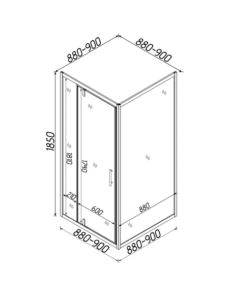Душова кабінка без піддону Bravo Morava N90GB квадратня