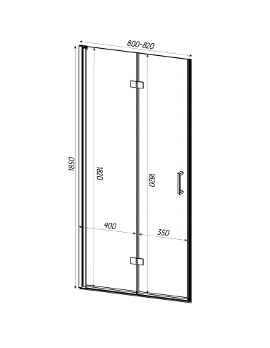 Душові скляні двері Bravo Poprad 80TB чорні
