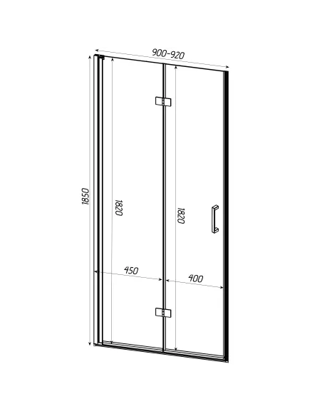 Душові скляні двері Bravo Poprad 90TB чорні