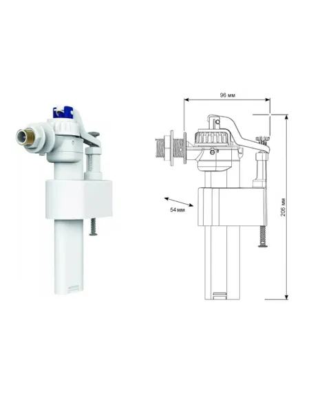 Клапан для унитаза Siamp Brio 751-1/2L 1/2 дюйма, боковая подача