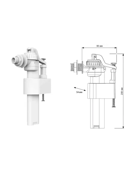 Клапан для унітазу Siamp Brio 751-1/2P 1/2 дюйми, бічна подача
