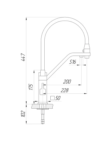 Змішувач для кухні Globus Lux Piano GLPN-0900-01 із підключенням до фільтра