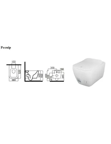 Чаша унитаза Idevit Halley SETK3204-2616-001-1-6000, подвесная, сиденье дюропласт - 2
