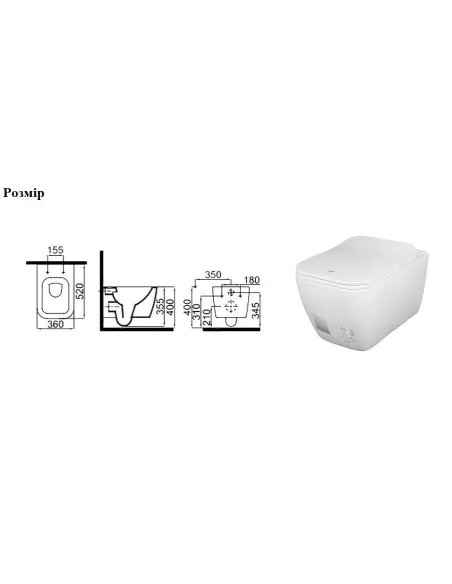 Чаша унитаза Idevit Halley SETK3204-2616-001-1-6000, подвесная, сиденье дюропласт - 2 Чаша унитаза Idevit Halley SETK3204-2616-001-1-6000, подвесная, сиденье дюропласт - 2