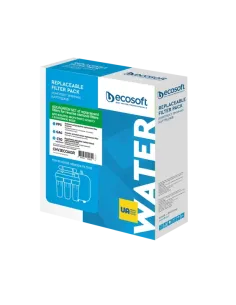 Покращений комплект картриджів Ecosoft 1-2-3 для фільтрів зворотного осмосу з функцією економії води