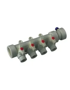 Колектор Fado 40х20 мм, 4 виходи, з кульовими кранами, для поліпропіленових труб