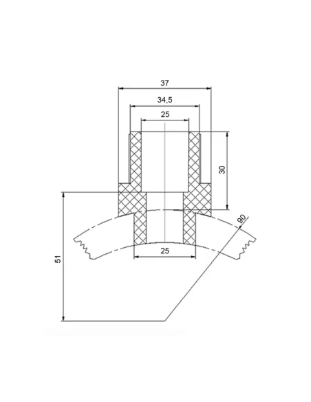 Врезка вварная Blue Ocean 90х25, для полипропиленовых труб