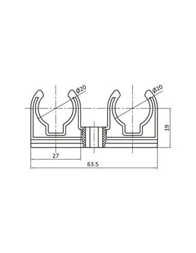 Крепеж двойной Blue Ocean d20, для полипропиленовых труб, клипса