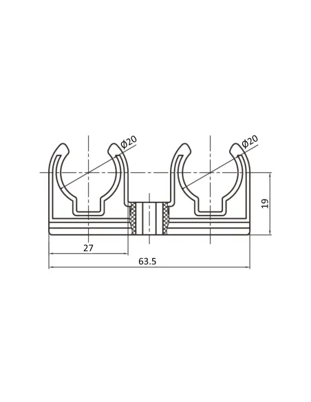 Кріплення подвійне Blue Ocean d20, для поліпропіленових труб, кліпса