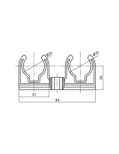Кріплення подвійне Blue Ocean d25, для поліпропіленових труб, кліпса