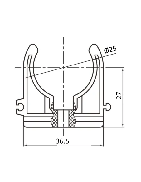 Крепеж одинарный Blue Ocean d25, для полипропиленовых труб, клипса