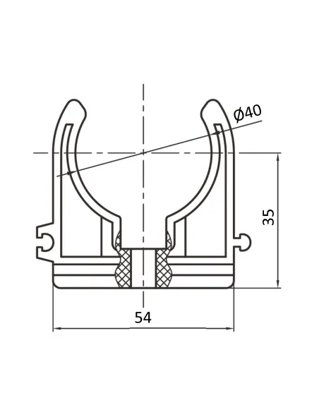 Крепеж одинарный Blue Ocean d40, для полипропиленовых труб, клипса
