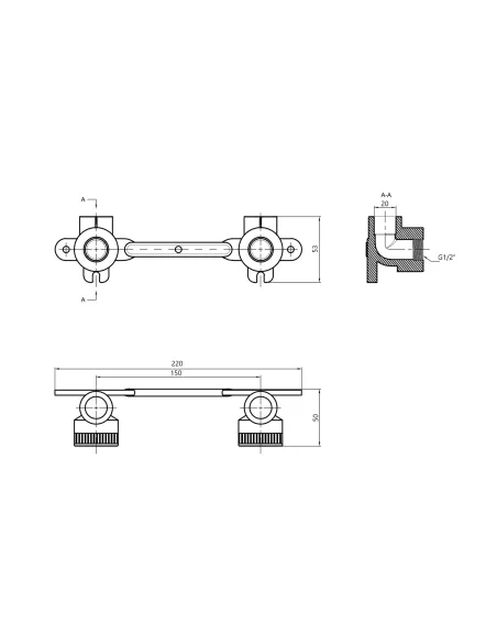 Монтажная планка ВР Blue Ocean 20х1/2, для полипропиленовых труб