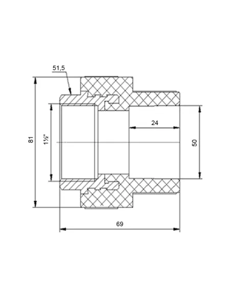 Муфта ВР Blue Ocean 50х1 1/2, для поліпропіленових труб