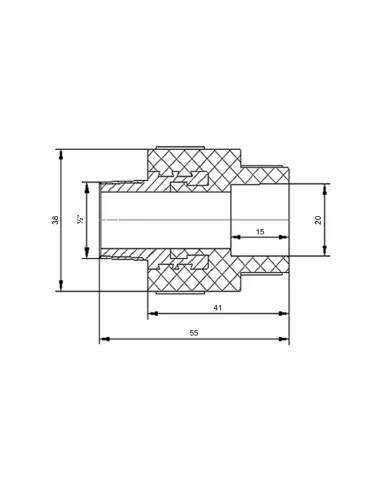 Муфта НР Blue Ocean 20х1/2, для поліпропіленових труб, біла