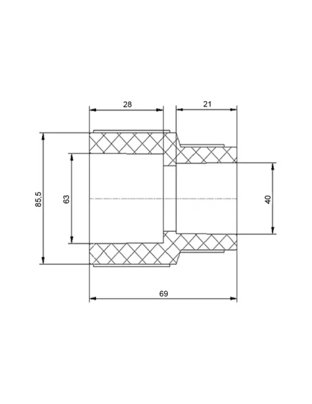 Муфта редукционная Blue Ocean 63х40, для полипропиленовых труб, переходная