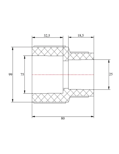Муфта редукционная Blue Ocean 75х25, для полипропиленовых труб, переходная