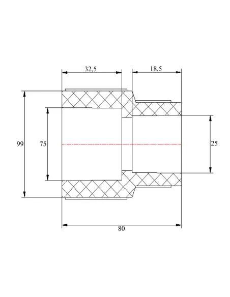 Муфта редукционная Blue Ocean 75х25, для полипропиленовых труб, переходная