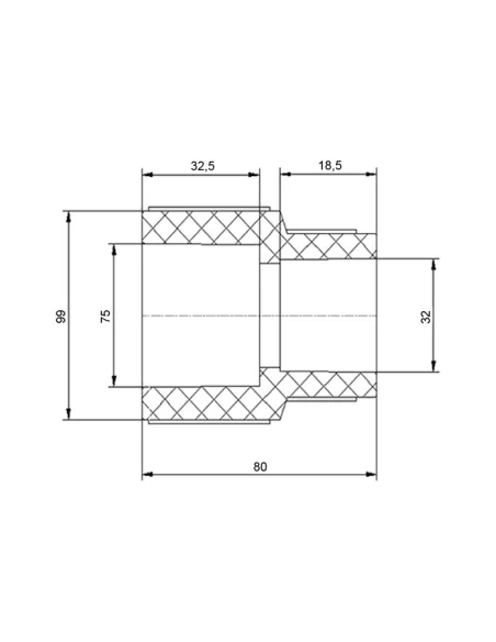 Муфта редукционная Blue Ocean 75х32, для полипропиленовых труб, переходная