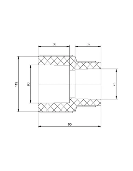 Муфта редукционная Blue Ocean 90х75, для полипропиленовых труб, переходная