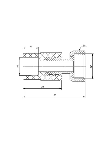 Муфта з накидною гайкою Blue Ocean 20х1/2 ВР, для поліпропіленових труб, з латунним штоком, біла