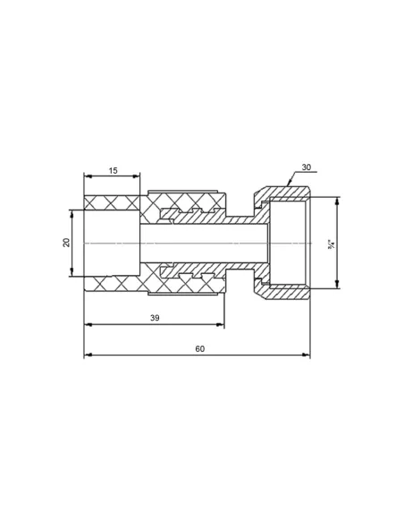 Муфта з накидною гайкою Blue Ocean 20х1/2 ВР, для поліпропіленових труб, з латунним штоком, біла