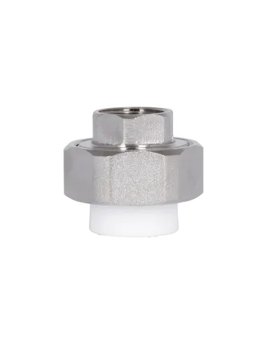 Муфта с накидной гайкой Blue Ocean 20х1/2 ВР, для полипропиленовых труб, с латунным штоком, белая