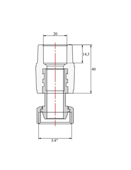 Муфта с накидной гайкой Blue Ocean 20х3/4 ВР, для полипропиленовых труб, под евроконус