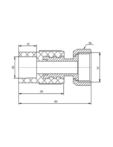 Муфта з накидною гайкою Blue Ocean 20х3/4 ВР для поліпропіленових труб, з латунним штоком