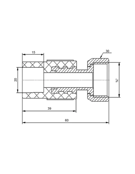 Муфта с накидной гайкой Blue Ocean 20х3/4 ВР, для полипропиленовых труб, с латунным штоком