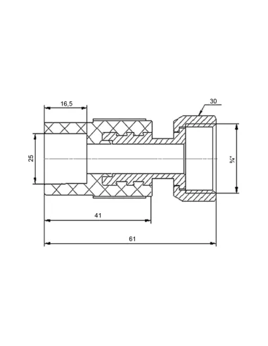 Муфта с накидной гайкой Blue Ocean 25х3/4 ВР, для полипропиленовых труб, с латунным штоком