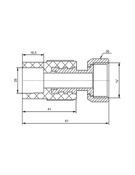Муфта з накидною гайкою Blue Ocean 25х3/4 ВР для поліпропіленових труб, з латунним штоком