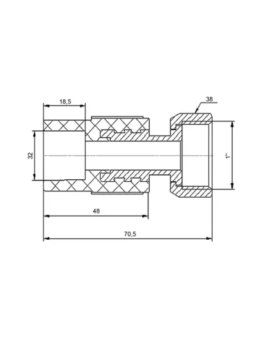 Муфта с накидной гайкой Blue Ocean 32х1 ВР, для полипропиленовых труб, с латунным штоком