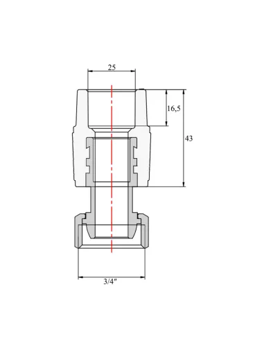 Муфта із накидною гайкою ВР Blue Ocean 25х3/4, під євроконус, з латунним штоком