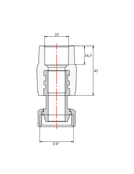 Муфта із накидною гайкою ВР Blue Ocean 25х3/4, під євроконус, з латунним штоком
