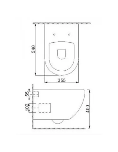 Чаша подвесного унитаза Newarc Modern 3825, подвесная, сиденье дюропласт - 2