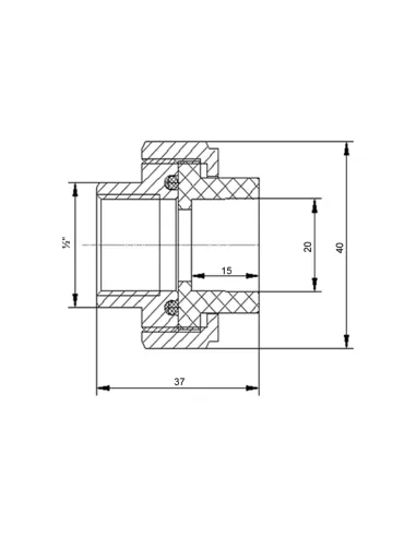 Сгон-американка Blue Ocean 20х1/2 ВР, латунная головка, для ППР труб, белая