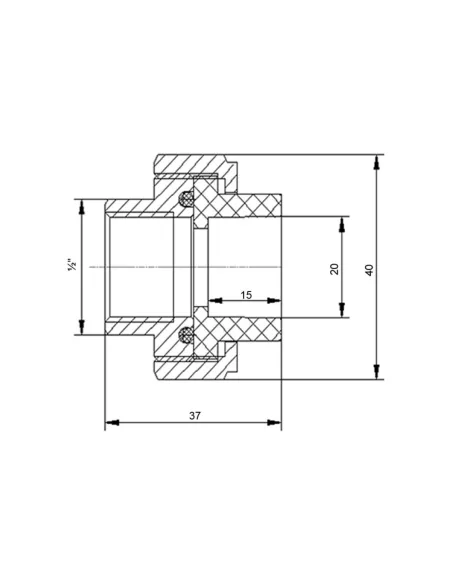 Сгон-американка Blue Ocean 20х1/2 ВР, латунная головка, для ППР труб, белая