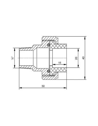 Сгон-американка Blue Ocean 20х1/2 НР, латунная головка, для полипропиленовых труб