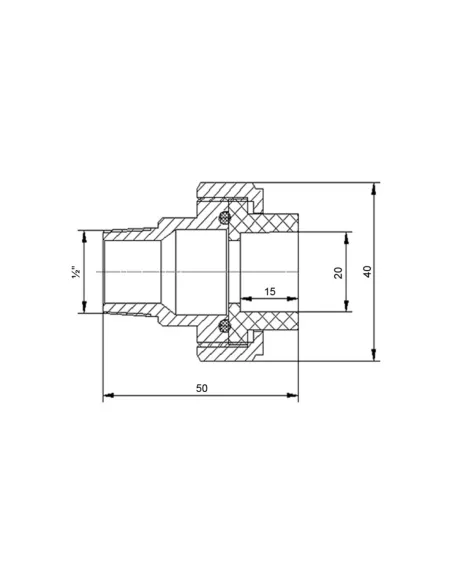 Сгон-американка Blue Ocean 20х1/2 НР, латунная головка, для ППР труб, белая