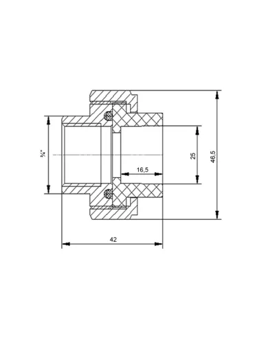 Згін-американка Blue Ocean 25х3/4 ВР, для поліпропіленових труб, біла