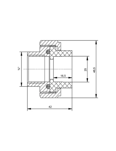 Сгон-американка Blue Ocean 25х3/4 ВР, для полипропиленовых труб, белая
