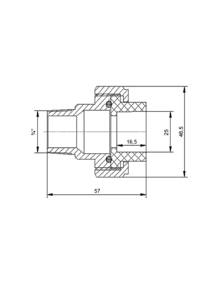 Згін-американка Blue Ocean 25х3/4 НР, для поліпропіленових труб, біла