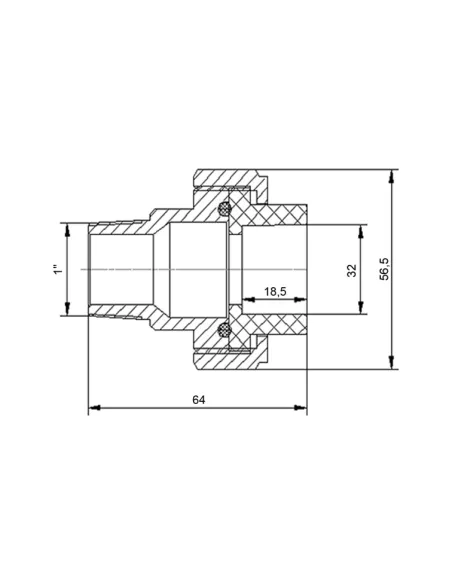 Згін-американка Blue Ocean 32х1 НР, для поліпропіленових труб